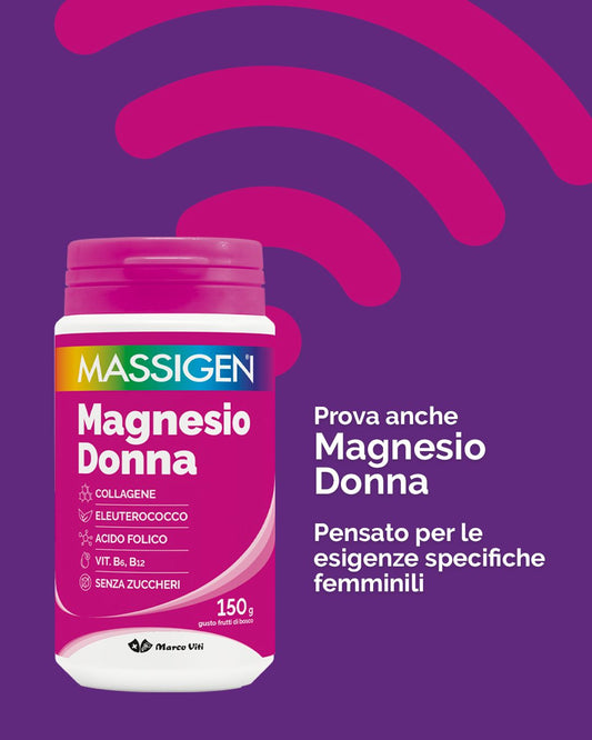 Massigen Magnesio Donna 150g con Collagene Eleuterococco e Vitamine