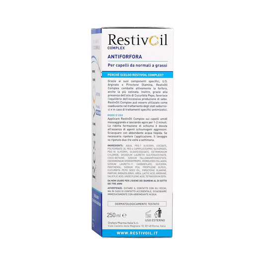 RestivOil Complex olioShampoo Antiforfora per cute sensibile, per capelli da normali a grassi