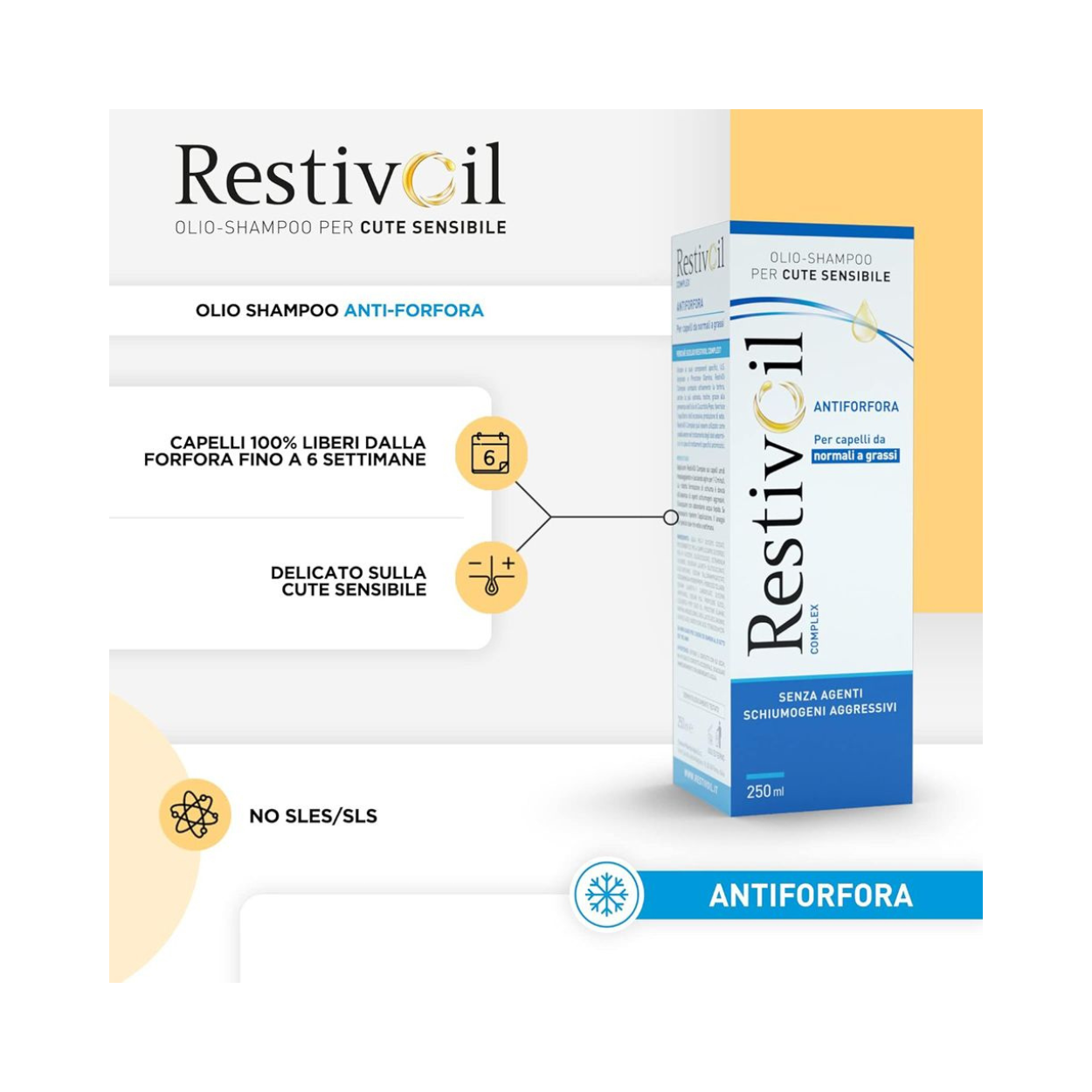 RestivOil Complex olioShampoo Antiforfora per cute sensibile, per capelli da normali a grassi