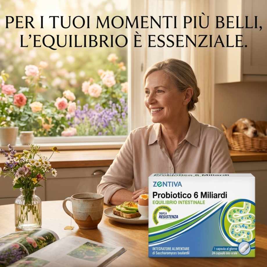 PROBIOTICO 6 Miliardi, 24 Capsule ZENTIVA - Fermenti lattici efficaci per Equilibrio Intestinale