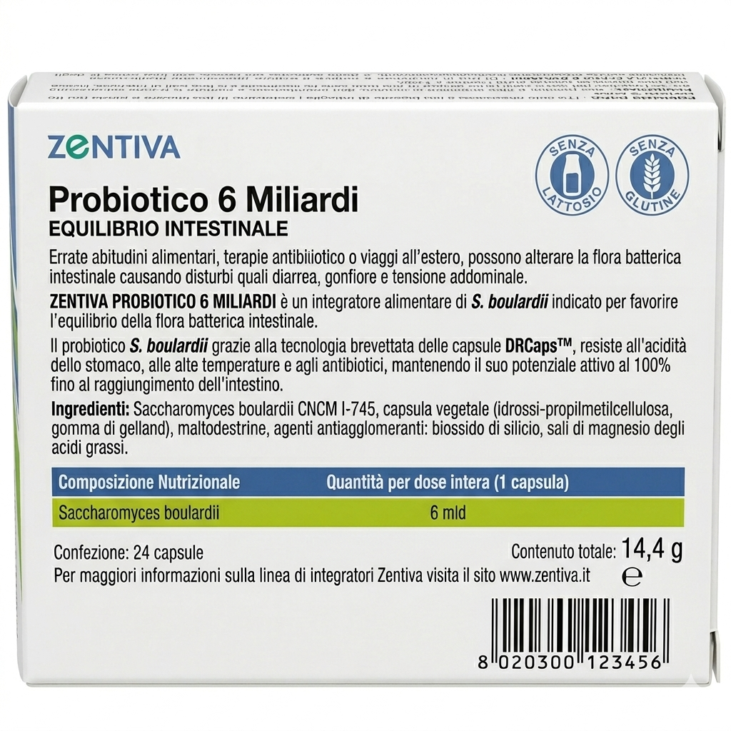 PROBIOTICO 6 Miliardi, 24 Capsule ZENTIVA - Fermenti lattici efficaci per Equilibrio Intestinale