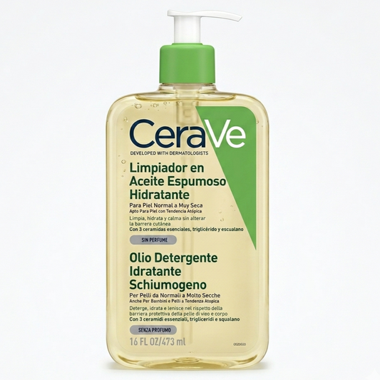 CeraVe Olio detergente idratante Schiumogeno, Ripara e idrata, 473 ml