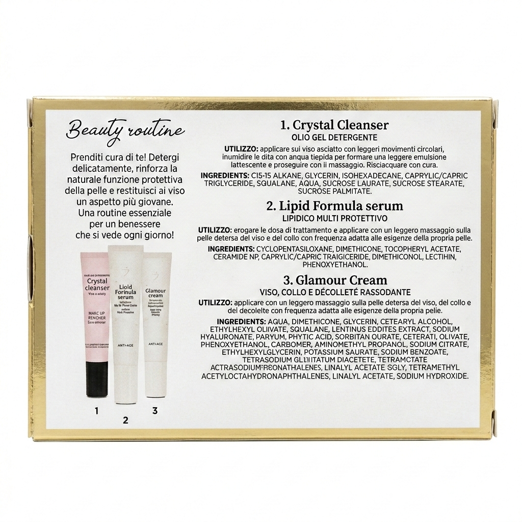 Cofanetto MINI Beauty Routine: ANTI-AGE Olio detergente + Lipidico Multi Protettivo + Glamour Cream