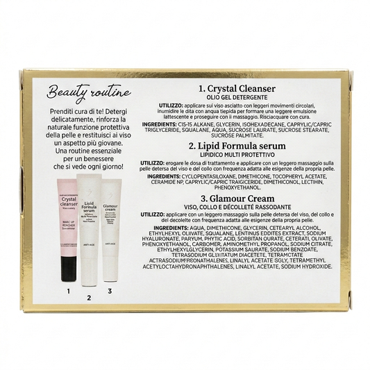 Cofanetto MINI Beauty Routine: ANTI-AGE Olio detergente + Lipidico Multi Protettivo + Glamour Cream