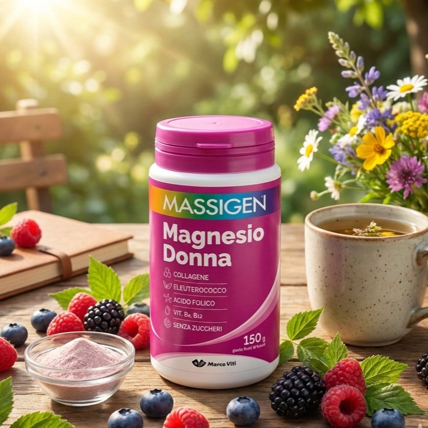 Massigen Magnesio Donna 150g con Collagene Eleuterococco e Vitamine