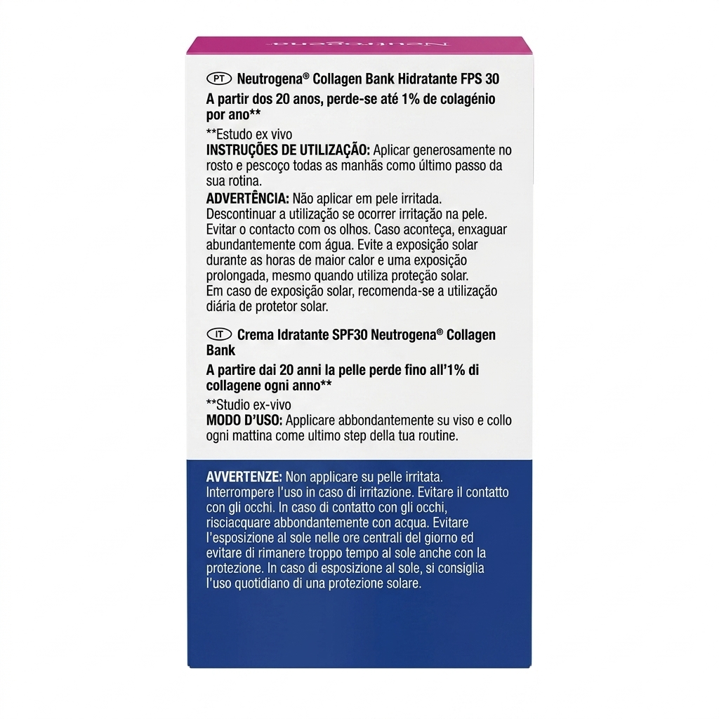 Neutrogena Collagen Bank™ SPF30 – Crema Viso Idratante Anti-Età con Collagene e Micro-peptidi (50ml)